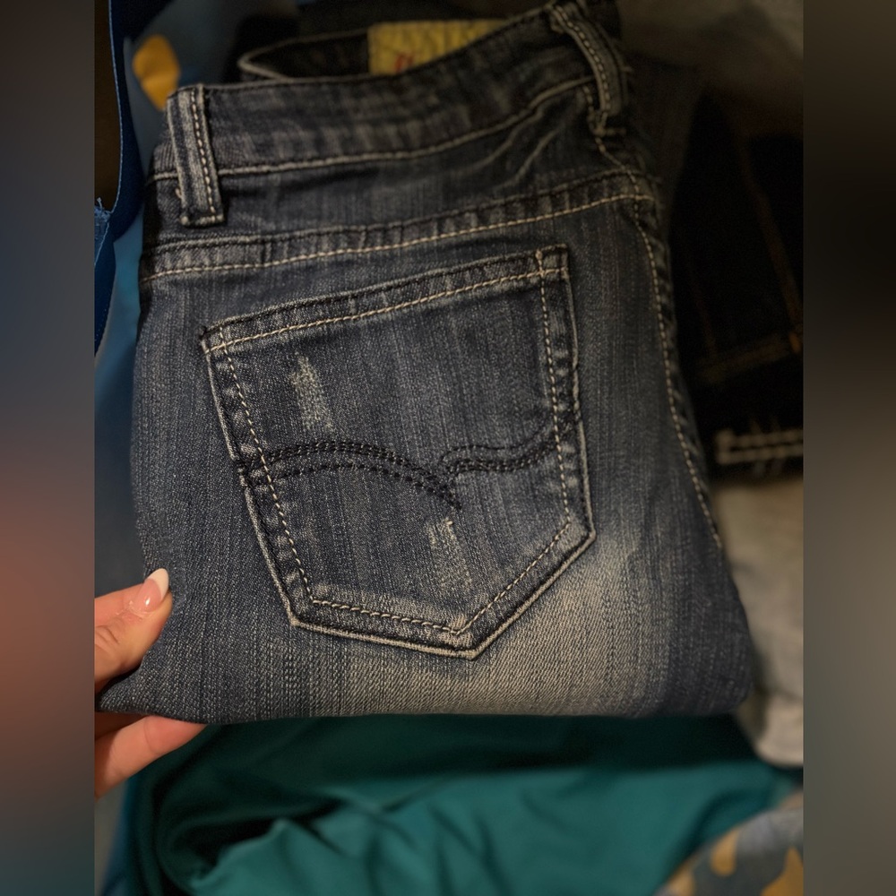 Machine Distressed Blue Jeans - Picture 5 of 5